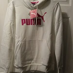Puma Tops - Pink and white PUMA fleece logo hoodie Puma Tops - Pink and white PUMA fleece logo hoodie